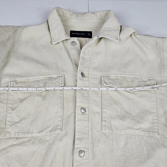 Abercrombie & Fitch Tan Cream Lightweight Shirt Jacket Shacket Corduroy - Picture 6 of 9